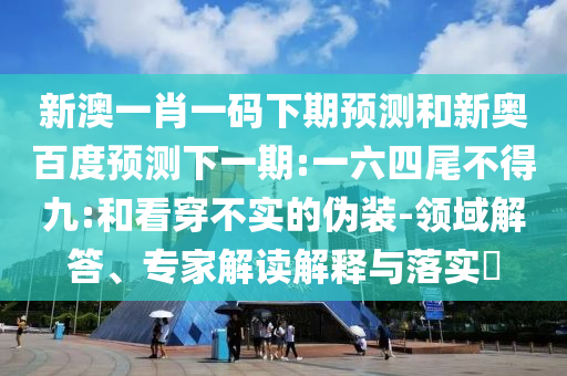 新澳一肖一码下期预测和新奥百度预测下一期:一六四尾不得九:和看穿不实的伪装-领域解答、专家解读解释与落实​